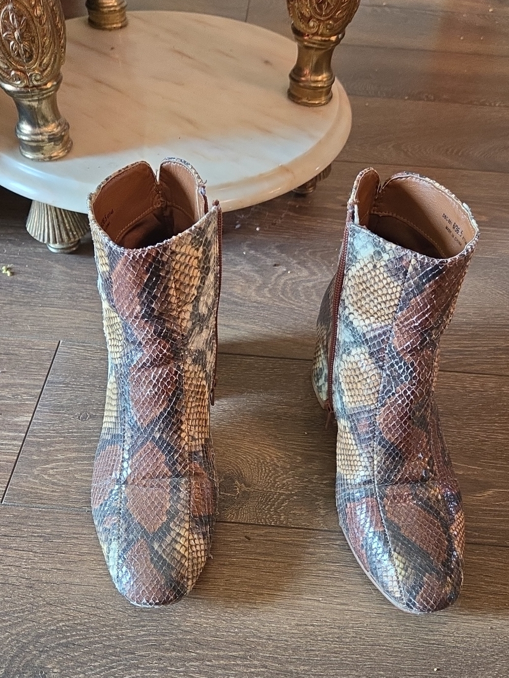 Davinna Snake-Print Ankle Boots - Size 36.5